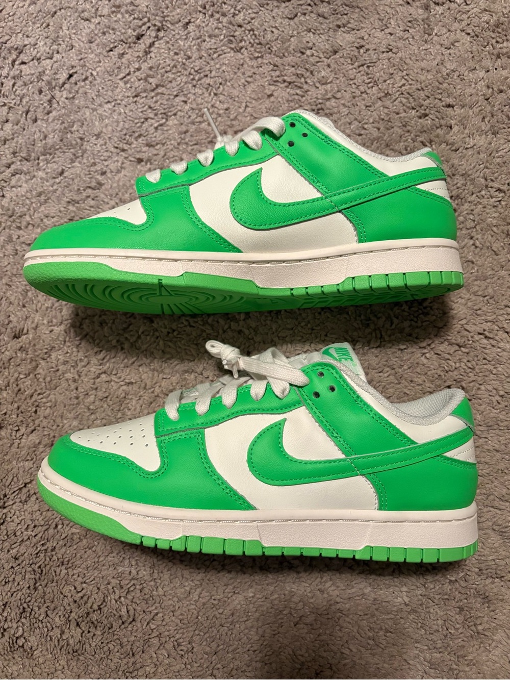 Nike Green and White Low-Top Sneakers with Swoosh